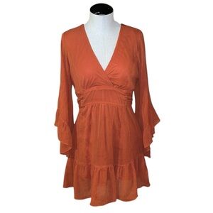 Y2K dress Myth size medium rust orange pirate asymmetrical dolman sleeves fairy